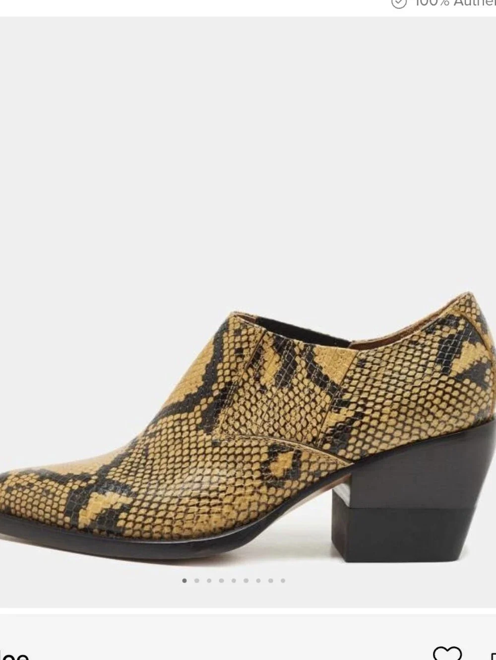 Chloé Rylee Snake Embossed Leather Booties-Black/Yellow